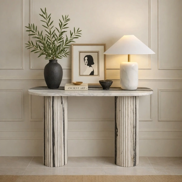 Table lamp Petra solid marble E27 WH