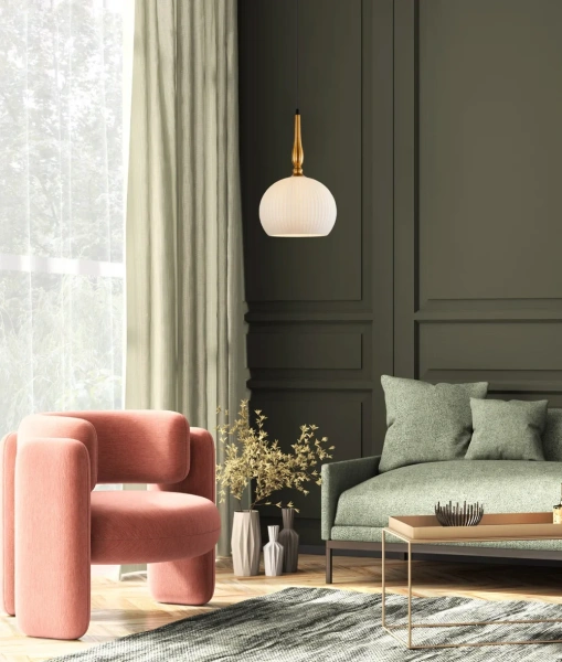 Pendant lamp CALIZ 2 Frosted Wine Glass Ribbed 72W