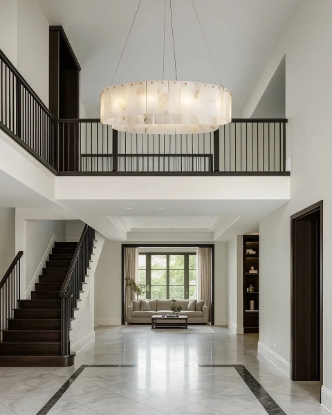 Pendant lamp Lazaida S12 Alabaster Spanish Marble D80 BRS