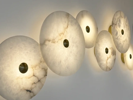 Wall light Zarra Alabaster Spanish Marble D30cm 3CCT BRS