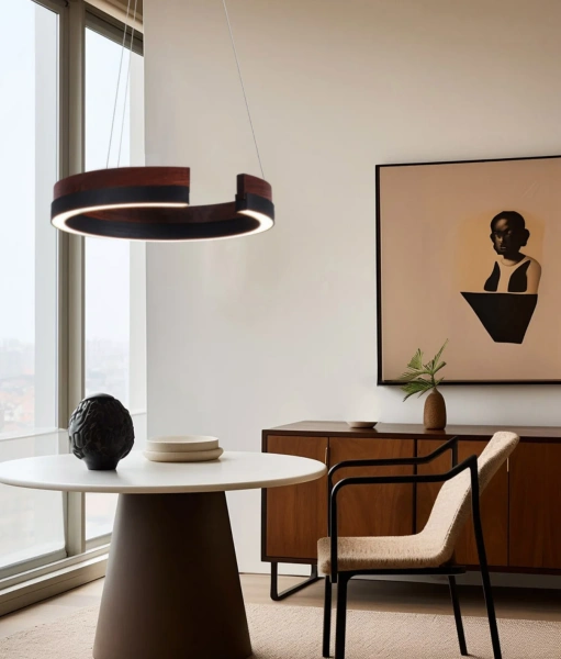 Pendant lamp Orah Walnut Timber D80 LED 60W 3CCT Dim