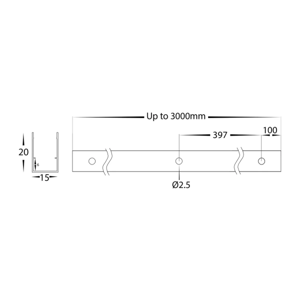 Aluminium Channel to suit HV9796 Flexible Neon LED Strip 1m