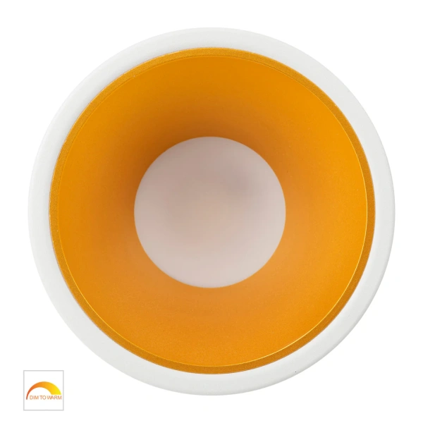 Recessed downlight Gleam WHT with Gold Insert Fixed Dim to Warm LED 9W IP54