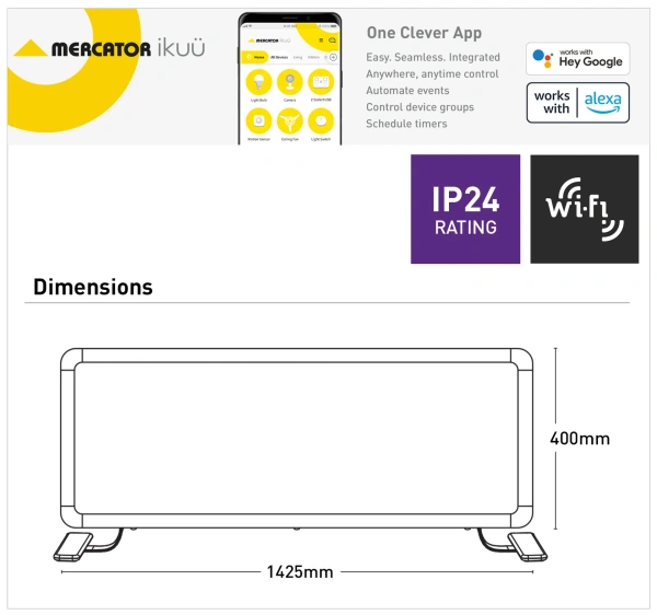 Smart WIFI Panel Heater Ikuü 2400W