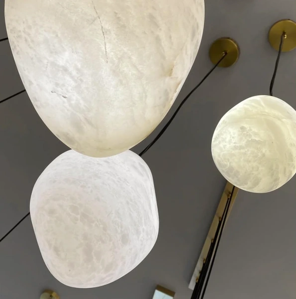 Pendant lamp Ateca P20 Alabaster Spanish Marble G9 BRS