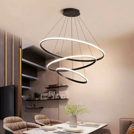 Pendant lamp Crown 3 Ring Black 3K