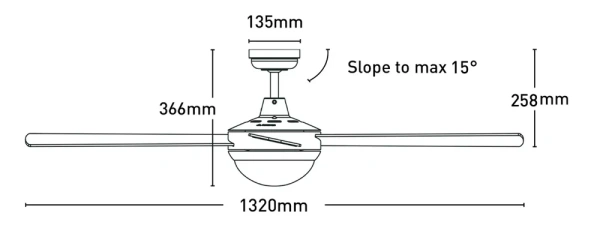 Ceiling fan CAPRICE B22 AC BL D52 with Light
