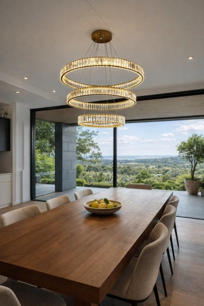 Pendant lamp Crystal Ring 3 BRS 90W Remote Dim