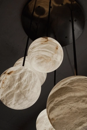 Pendant lamp Molina S6 Alabaster Spanish Marble G9 BLK