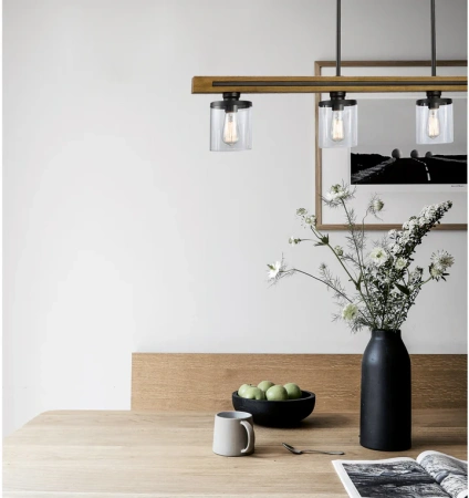 Pendant lamp METI Medieval Rustic Warm Chestnut Wood Bar 
