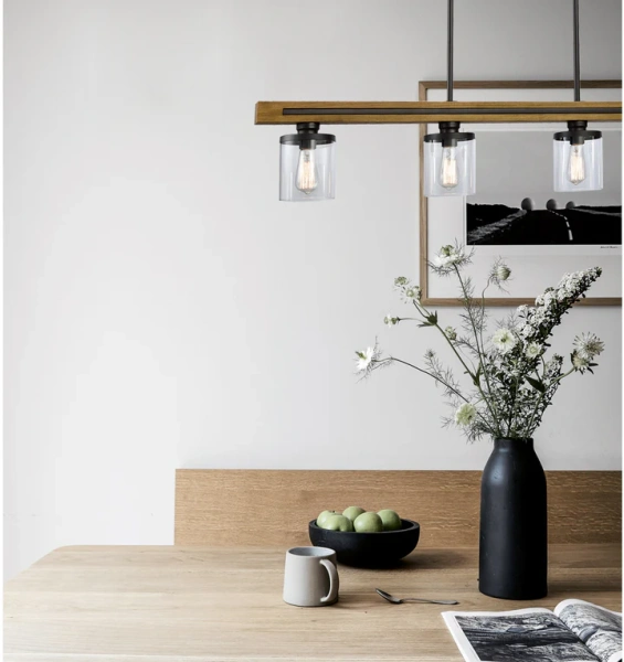 Pendant lamp METI Medieval Rustic Warm Chestnut Wood Bar 