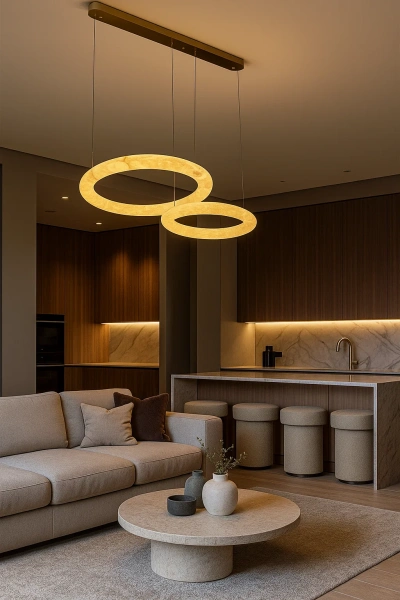 Pendant lamp Aragon 2 Alabaster Spanish Marble LED 40W CCT BRS