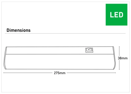 Batten Light Callan 7W LED 4K L27 Switch WHT