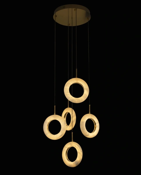 Pendant lamp Carinena P5 Alabaster Spanish Marble LED 60W CCT Dim BRS