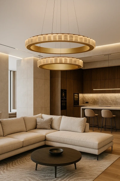 Pendant lamp Capella 2 Large Alabaster Spanish Marble LED 90W CCT Dim BRS