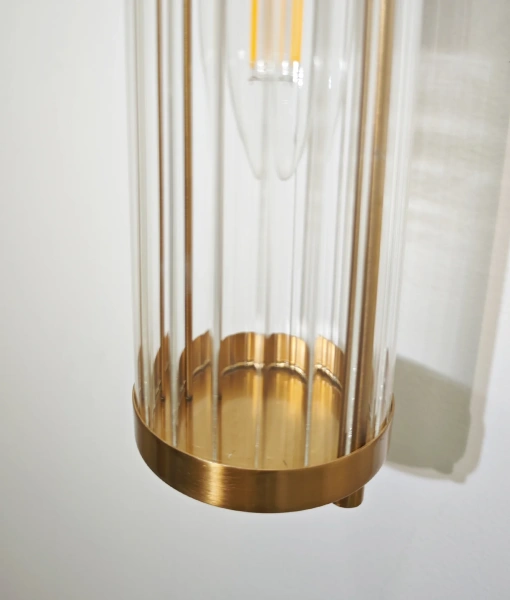 Wall light TIEMPO1 Up-Down Tubular Clear Glass Antique Brass 10W