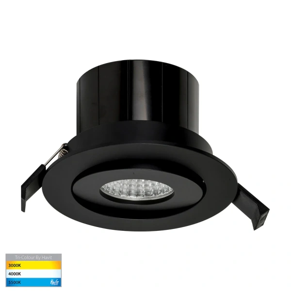 Recessed Tilt Downlight Prime CCT LED 12W IP54 BLK