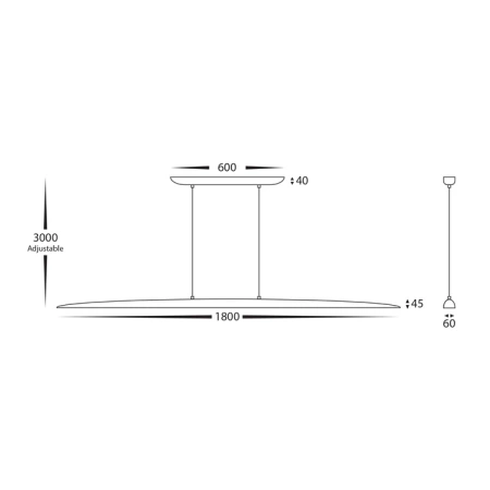 Pendant lamp Noce Walnut Timber L180 LED 28W 3CCT Dim