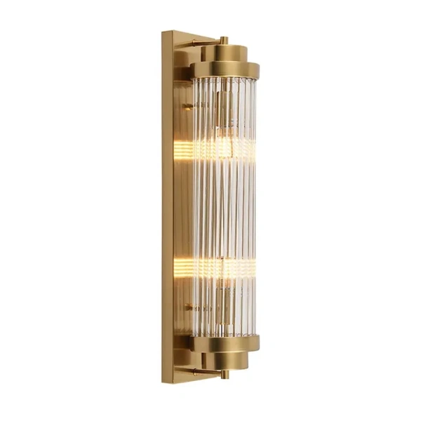 Wall light VARILLAS1 Up-Down Clear Glass Rod Antique Brass 10W