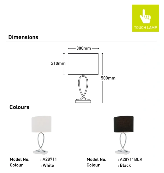 Table lamp Campbell B22 Touch BLK Table lamp Campbell B22 Touch BLK