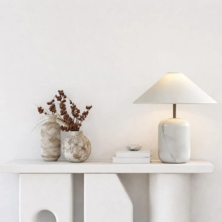 Table lamp Petra solid marble E27 WH