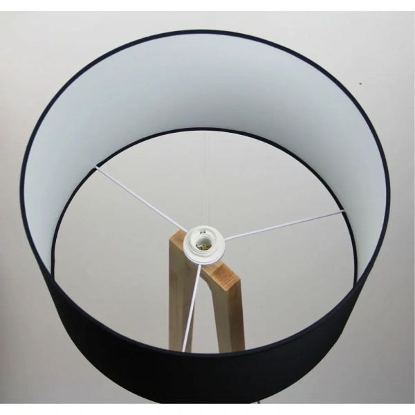 Floor lamp EDRA TIMBER w- BLACK COTTON SHADE