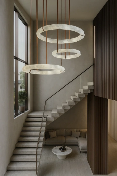 Pendant lamp Calcena D80 Alabaster Spanish Marble LED 50W BRS