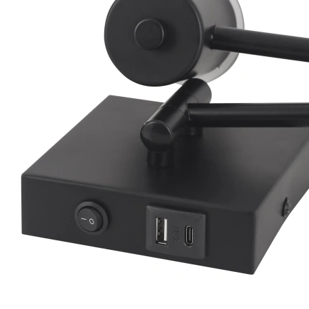 Wall lamp Elspet Swing Arm with charging ports BL