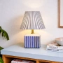 Table lamp Amaris Ceramic E27 Blue Stripe