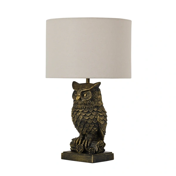 Table lamp Owl Sculpture LED Antique Brass