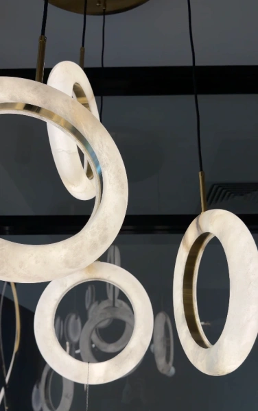 Pendant lamp Carinena P5 Alabaster Spanish Marble LED 40W CCT Dim BRS