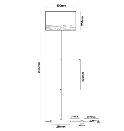 Floor lamp TAMBURA11FL E27 WHT
