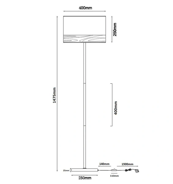 Floor lamp TAMBURA12FL E27 BLK
