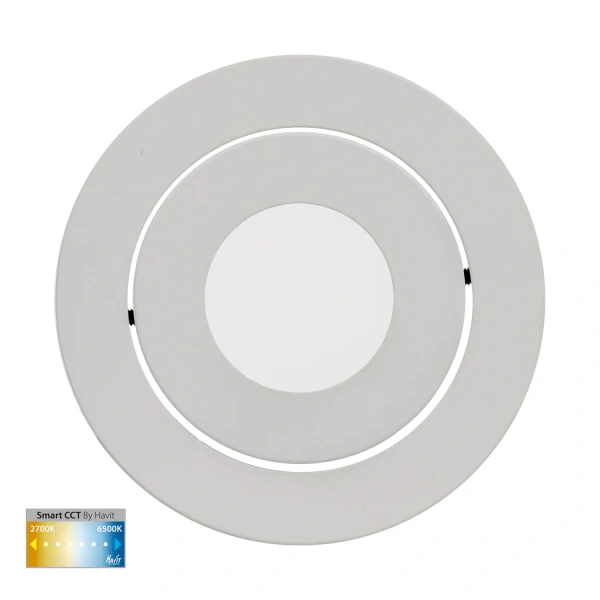 Recessed Tilt Downlight Prime CCT LED 12W IP54 WIFI WHT