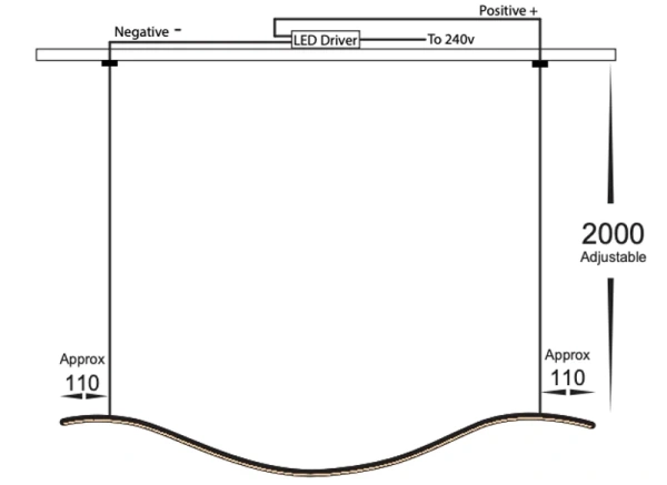 Pendant lamp Wave WHT 1500 LED 50W CCT Dim