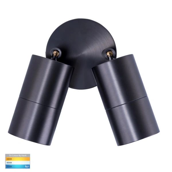 Wall light Tivah Solid Brass Graphite Coloured 3CCT Double Adjustable HV1377GU10T IP65