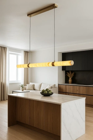 Pendant lamp Aragon Linear Alabaster Spanish Marble L150 LED 40W CCT Dim BRS with remote