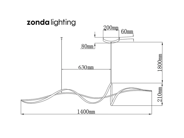 Pendant lamp Famous linear 2 P2 LED 20W 3K L1400 GL