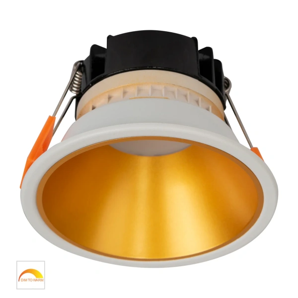 Recessed downlight Gleam WHT with Gold Insert Fixed Dim to Warm LED 9W IP54