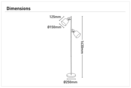 Floor lamp Arizona 2 E27 H165 BLK