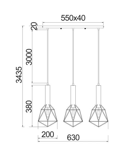 Pendant lamp WHITEBAND 3x Bird Cage With Bar