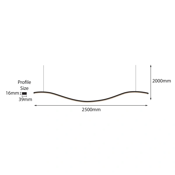 Pendant lamp Wave WHT 2500 LED 80W CCT Dim