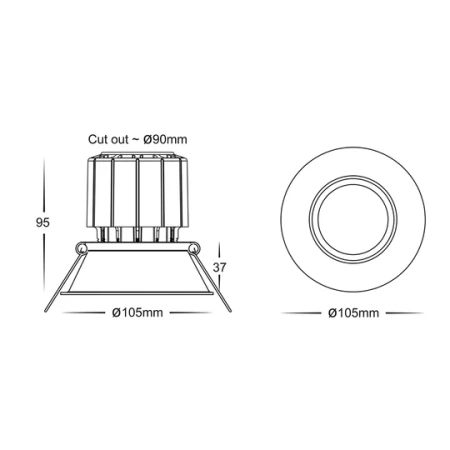 Recessed Downlight Prime Fixed Deep 3CCT LED 12W IP54 BR