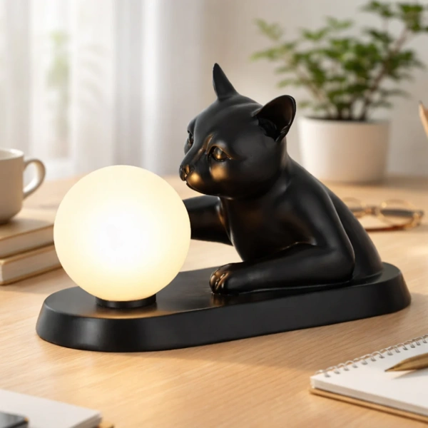 Table lamp Cat Touching Ball LED black