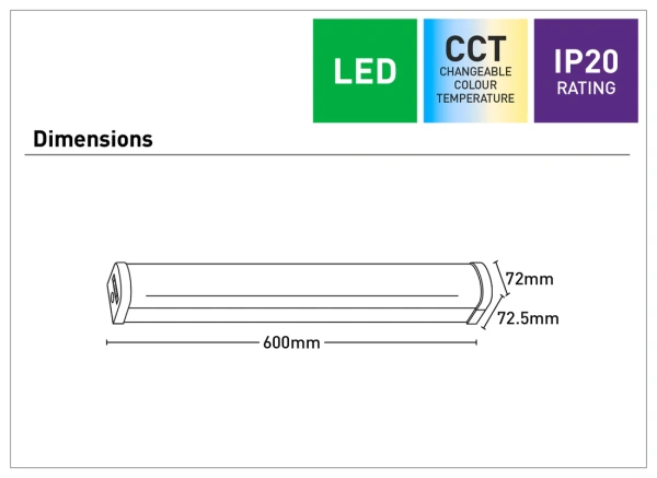 Batten Light Corvis LED 15W CCT L60 WHT