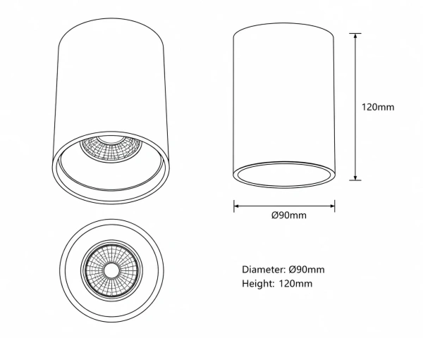 Surface downlight Cylinder ZTUBE-12.90.CCT.BR LED 12W