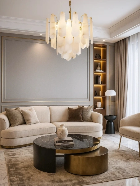 Pendant lamp Buena P8 Alabaster Spanish Marble BRS