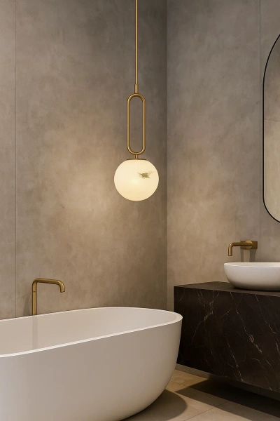 Pendant lamp Mores D15 Alabaster Spanish Marble G9 BRS