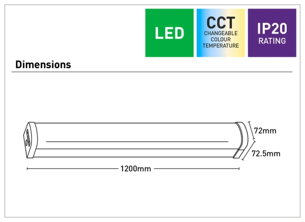 Batten Light Corvis II LED 30W CCT L120 WHT