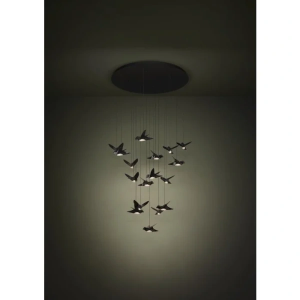 Pendant lamp Paratebueno 17R Birds LED 51W 3K BLK